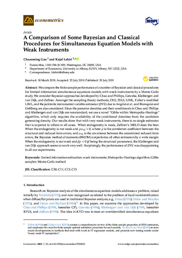 (PDF) A Comparison of Some Bayesian and Classical Procedures for ...