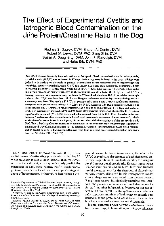 (PDF) The Effect of Experimental Cystitis and Iatrogenic Blood Contamination on the Urine