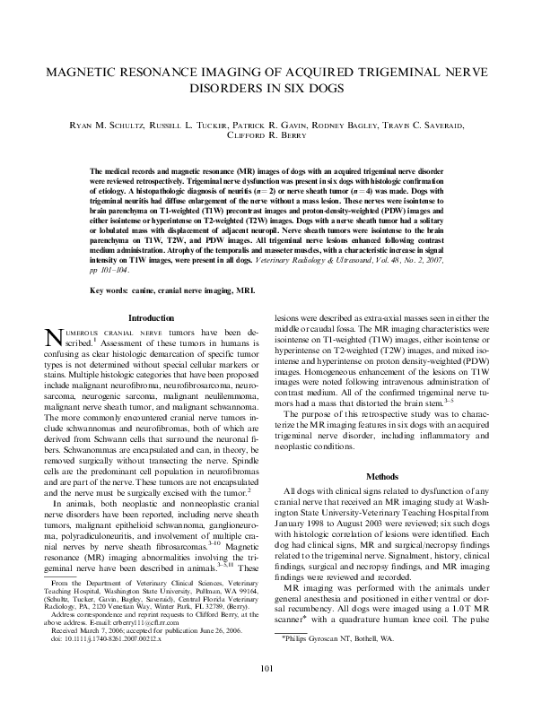 (PDF) Magnetic Resonance Imaging of Acquired Trigeminal Nerve Disorders ...