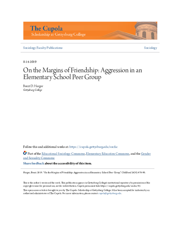 (PDF) Elementary Students' Perceptions of Peer Aggression in School ...