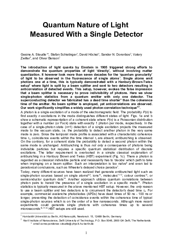 (PDF) Measuring the quantum nature of light with a single source and a ...