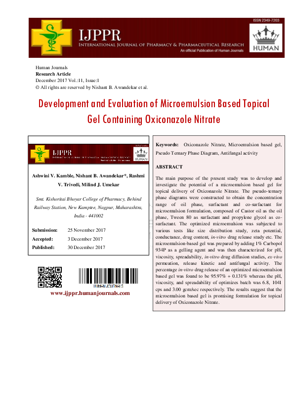 (PDF) Development and Evaluation of Microemulsion-Based Sunscreen Cream ...