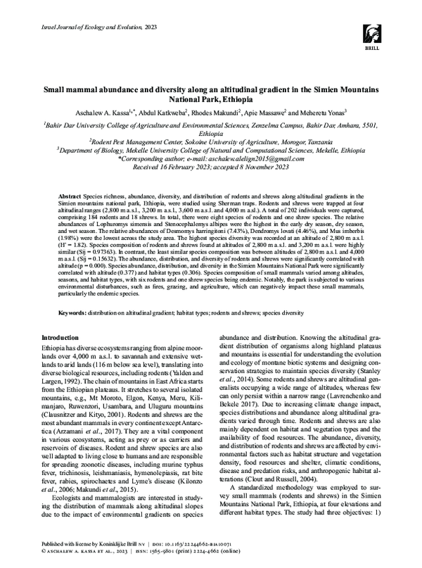 (PDF) Small mammal abundance and diversity along an altitudinal ...