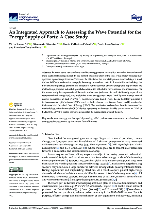 (PDF) An Integrated Approach to Assessing the Wave Potential for the ...