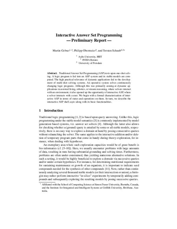 (PDF) Interactive Answer Set Programming