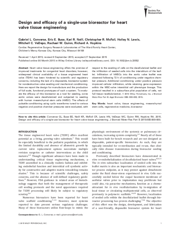 (PDF) Design and efficacy of a single-use bioreactor for heart valve ...