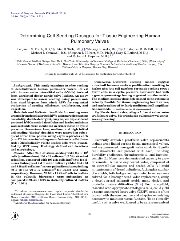 (PDF) Determining Cell Seeding Dosages for Tissue Engineering Human ...