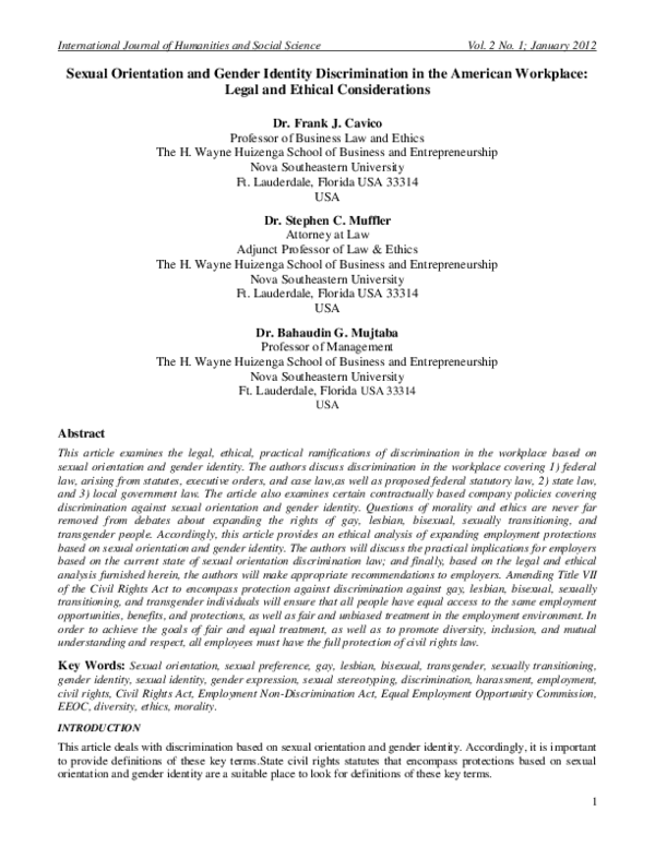 (PDF) Sexual Orientation and Gender Identity Discrimination in the ...