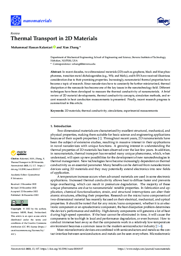 (PDF) Thermal Transport in 2D Materials