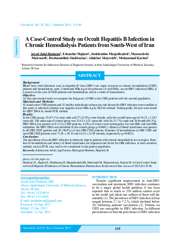 (PDF) In different proveniences of Iran the prevalence of HBV infection ...