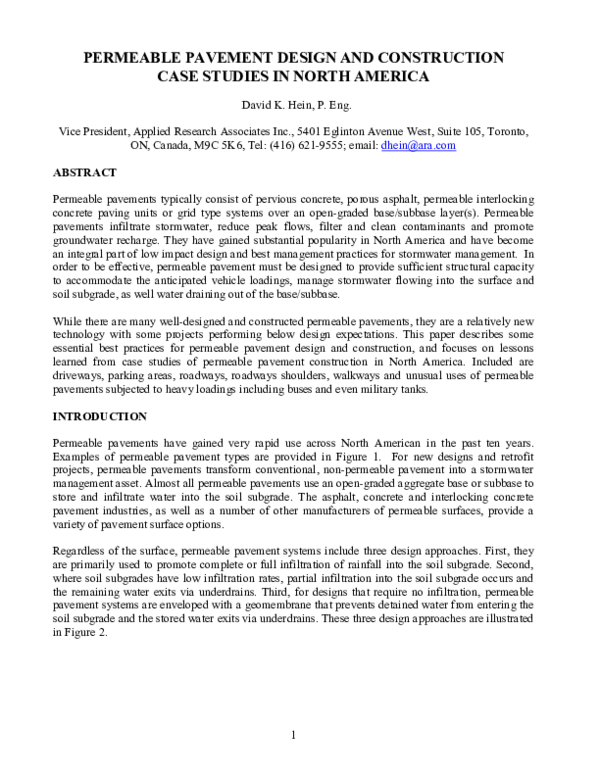 (PDF) Permeable Pavement Design and Construction Case Studies in North ...