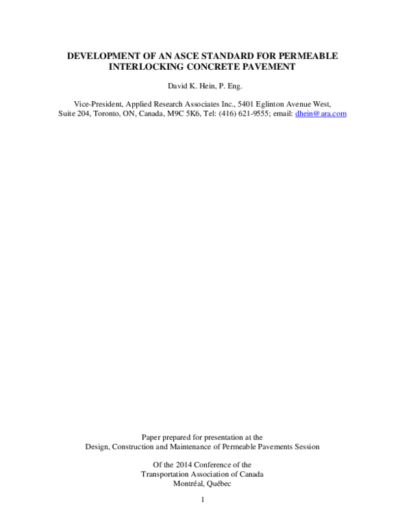 (PDF) Development of an ASCE Standard for Permeable Interlocking ...