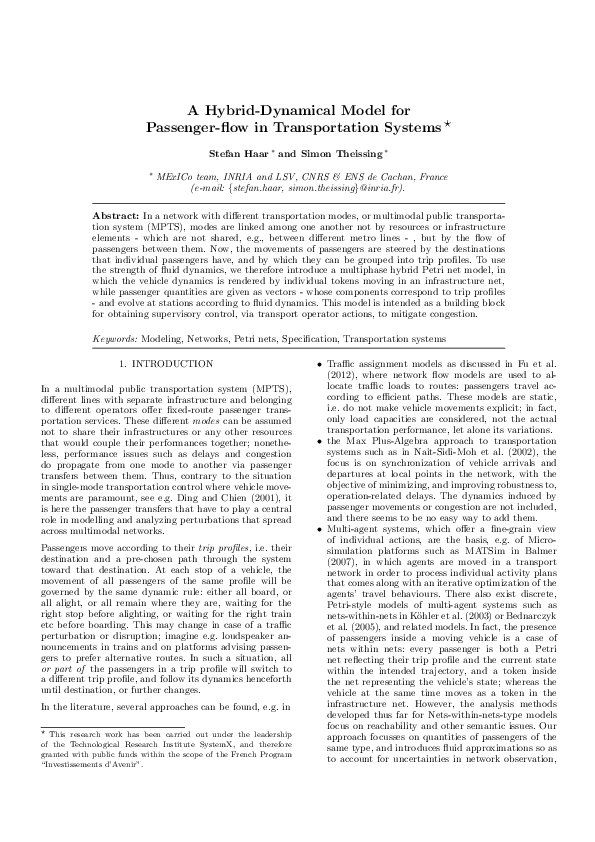 (PDF) A Hybrid-Dynamical Model for Passenger-flow in Transportation ...