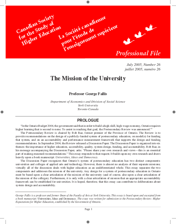 (PDF) for the Study of Higher Education La Société canadienne pour l ...