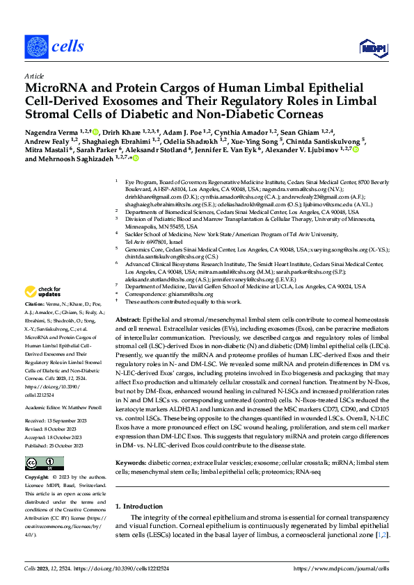 (PDF) MicroRNA and Protein Cargos of Human Limbal Epithelial Cell ...