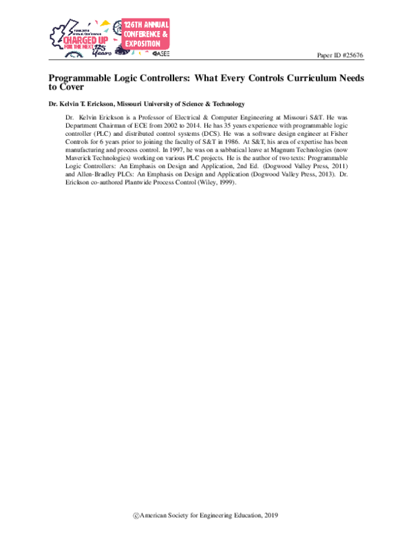(PDF) Programmable Logic Controllers What Every Controls Curriculum