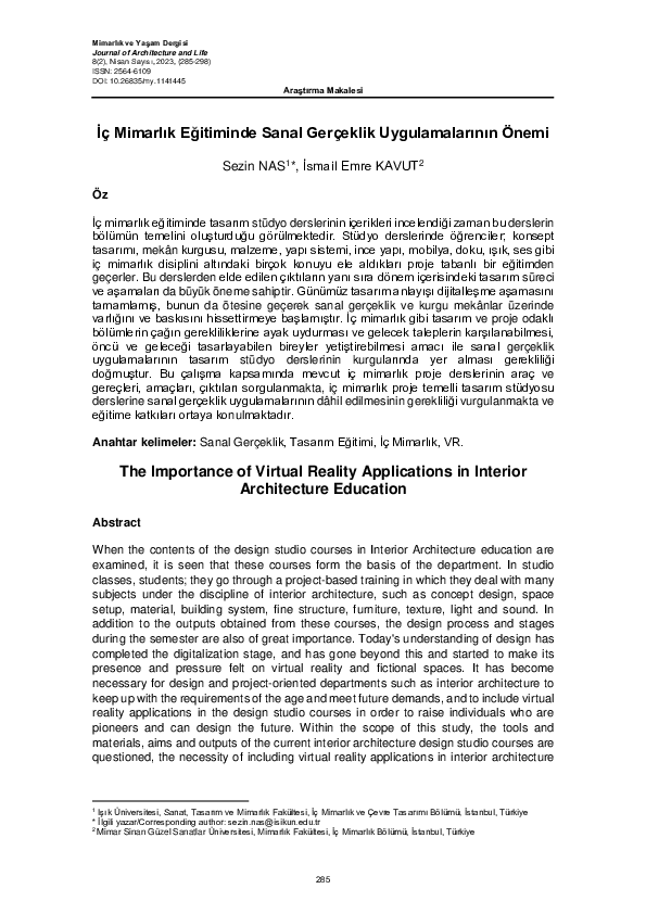 (PDF) The Importance of Virtual Reality Applications in Interior