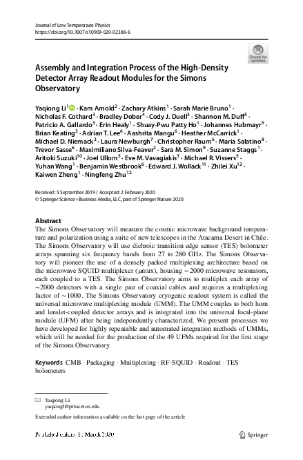 (PDF) Assembly and Integration Process of the High-Density Detector ...