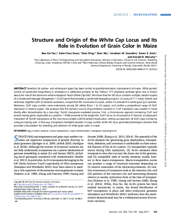 (PDF) Structure and Origin of the White Cap Locus and Its Role in ...