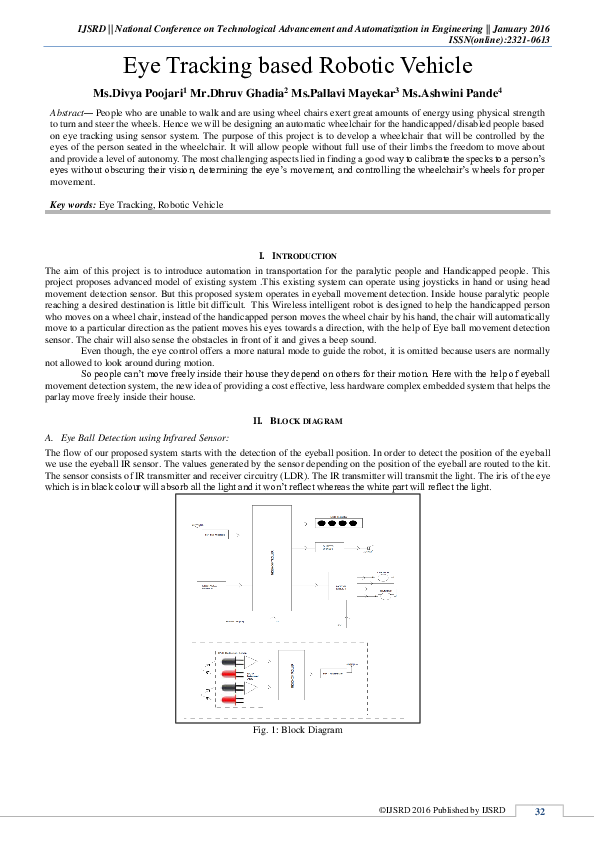 (PDF) Eye Tracking based Robotic Vehicle divya poojari Academia.edu