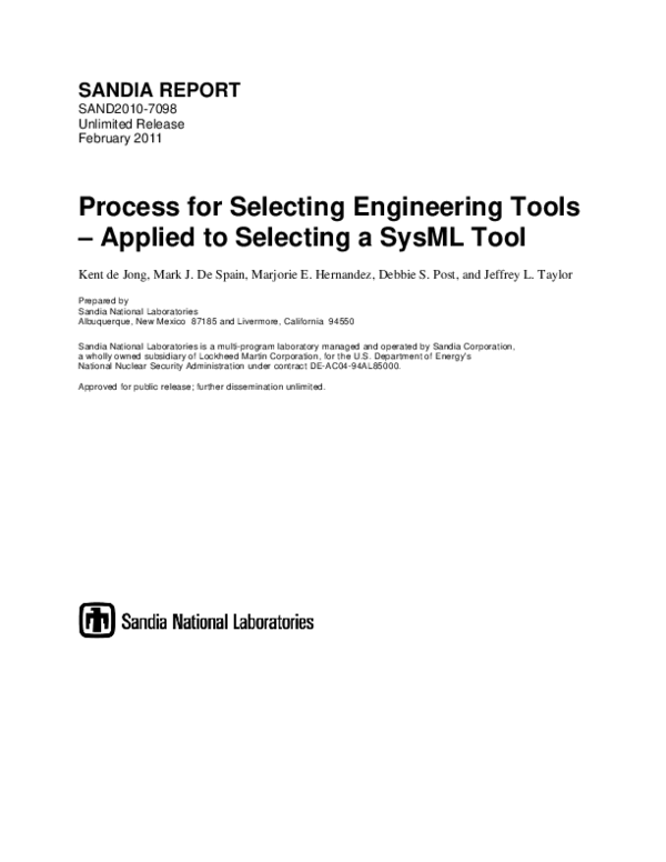 (PDF) Process for selecting engineering tools : applied to selecting a ...