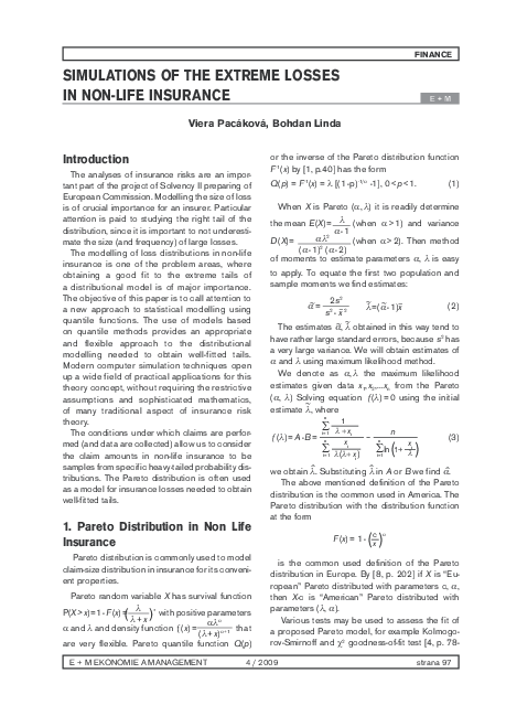 (PDF) Simulations of the Extreme Losses in Non-Life Insurance