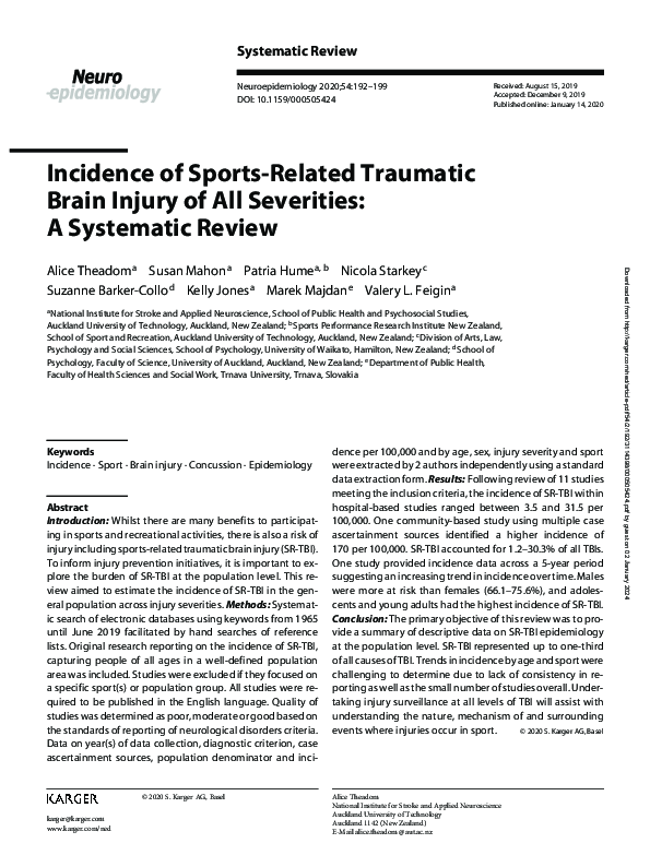 (PDF) Incidence of Sports-Related Traumatic Brain Injury of All ...