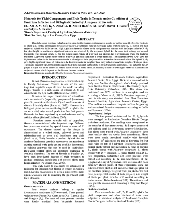 (PDF) Heterosis for Yield Components and Fruit Traits in Tomato under ...
