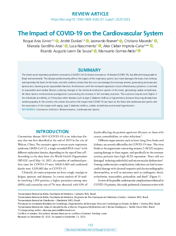 (PDF) The Impact of COVID-19 on the Cardiovascular System