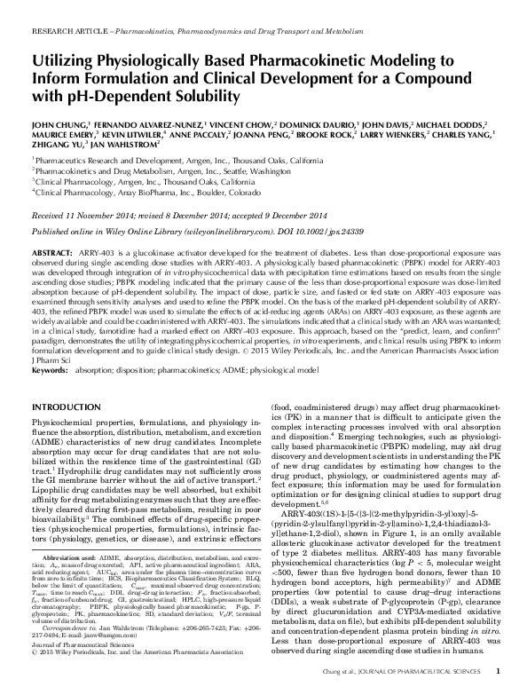 (PDF) Utilizing Physiologically Based Pharmacokinetic Modeling to ...
