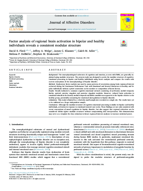 (PDF) Factor analysis of regional brain activation in bipolar and ...