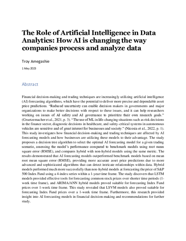(PDF) The Role of Artificial Intelligence in Data Analytics : How AI is ...