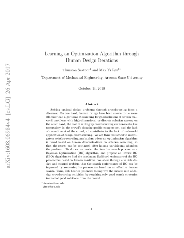 (PDF) Learning an Optimization Algorithm through Human Design Iterations