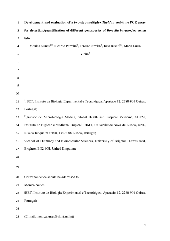 (PDF) Development and evaluation of a two-step multiplex TaqMan real ...