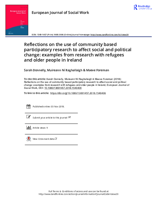 (PDF) Reflections on the use of community based participatory research ...