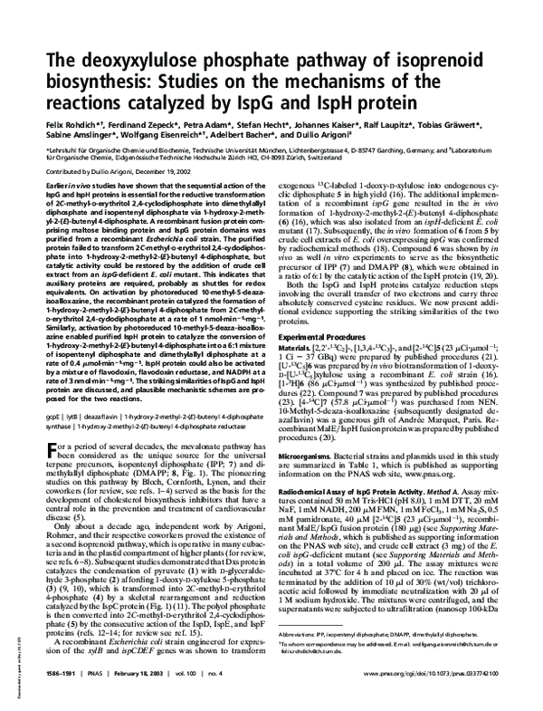 (PDF) The deoxyxylulose phosphate pathway of isoprenoid biosynthesis ...