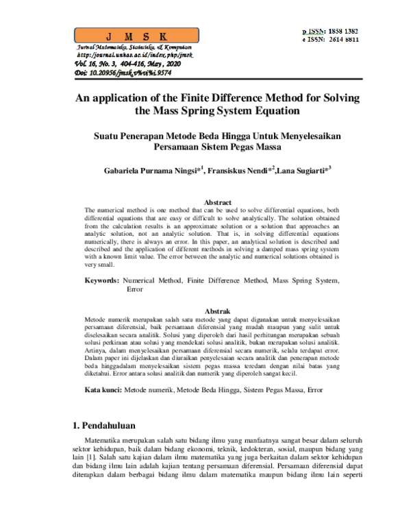 (PDF) An application of the finite difference method for solving the ...