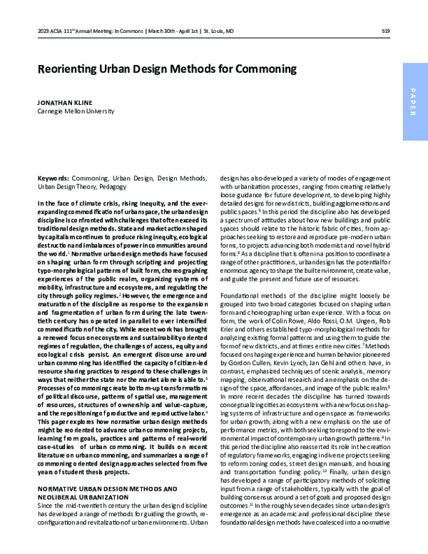 (PDF) Reorienting Urban Design Methods for Commoning