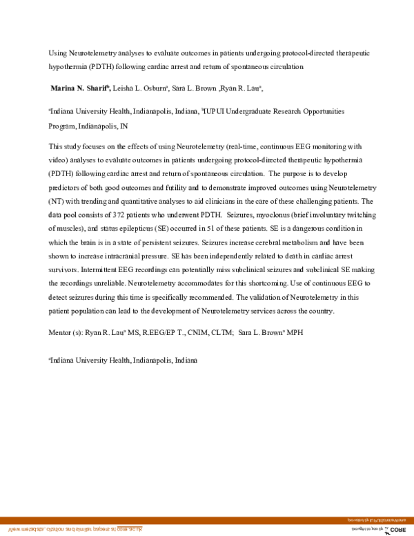(PDF) Using Neurotelemetry analyses to evaluate outcomes in patients ...