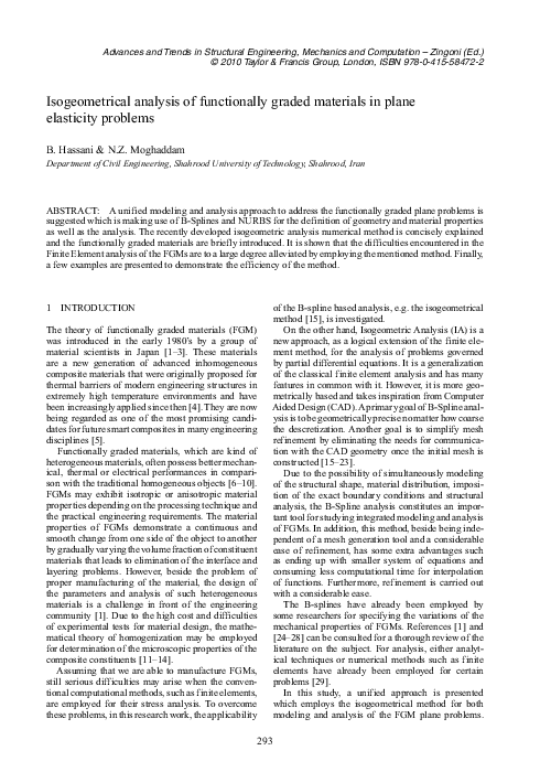 (PDF) Isogeometrical analysis of functionally graded materials in plane ...