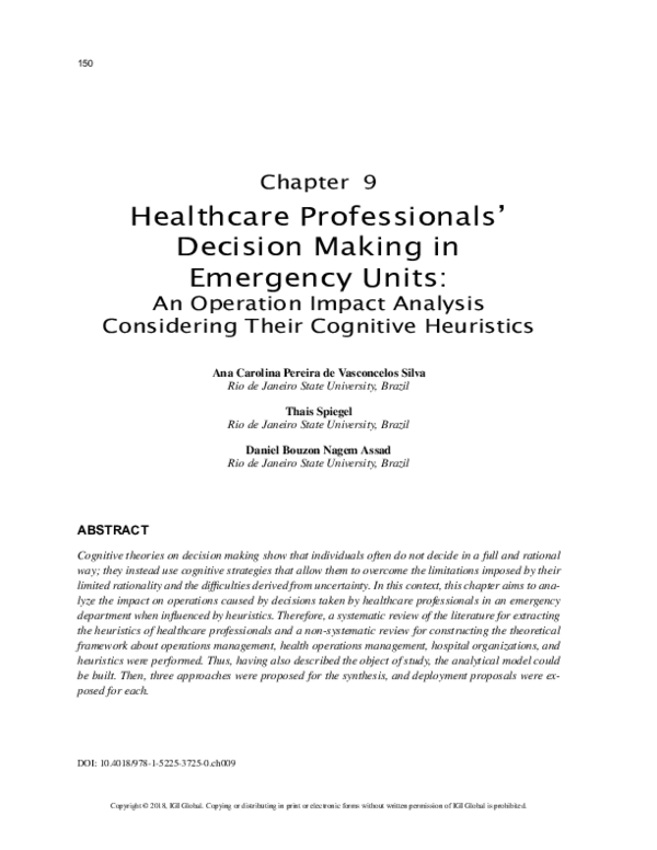 (PDF) Healthcare Professionals' Decision Making in Emergency Units