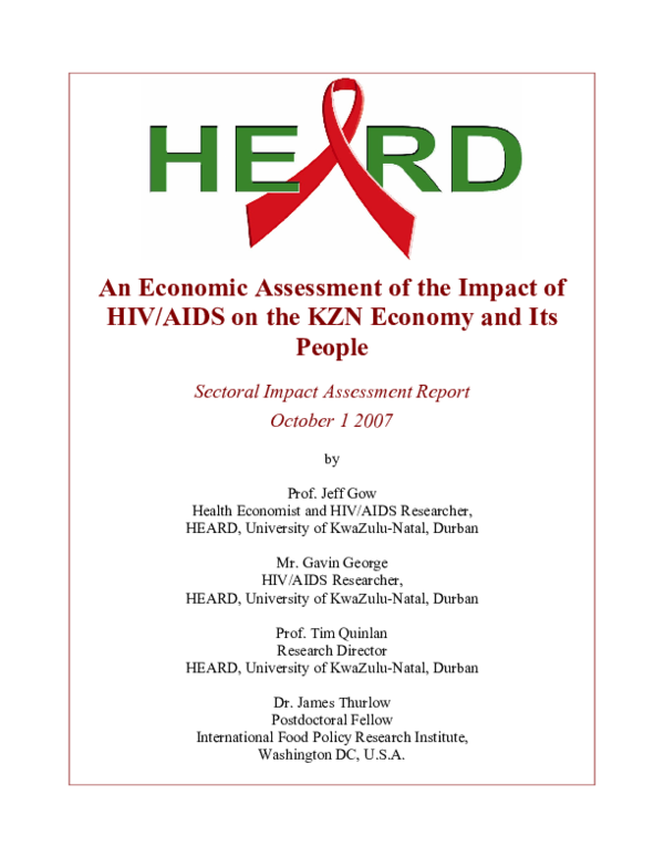 (PDF) An Economic Assessment of the Impact of HIV/AIDS on the KZN ...