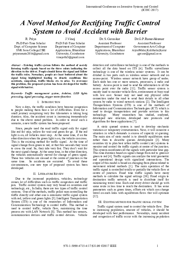 (PDF) A Novel Method for Rectifying Traffic Control System to Avoid ...
