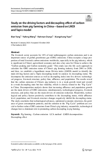 (PDF) Study on the driving factors and decoupling effect of carbon ...