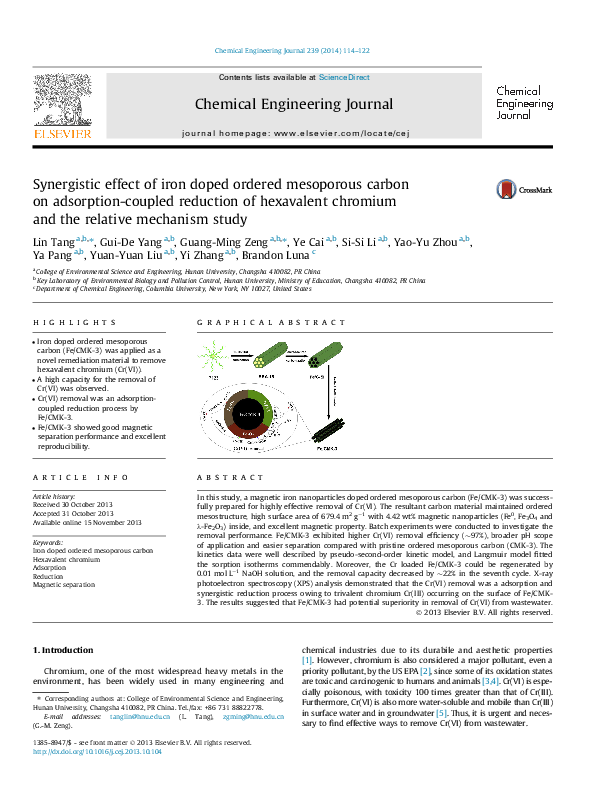 (PDF) Synergistic effect of iron doped ordered mesoporous carbon on ...