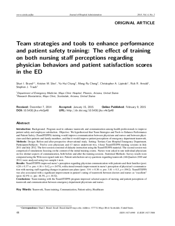 (PDF) Team strategies and tools to enhance performance and patient ...