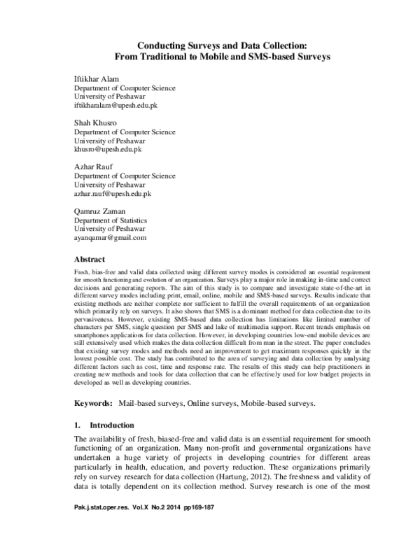 (PDF) Conducting Surveys and Data Collection: From Traditional to ...