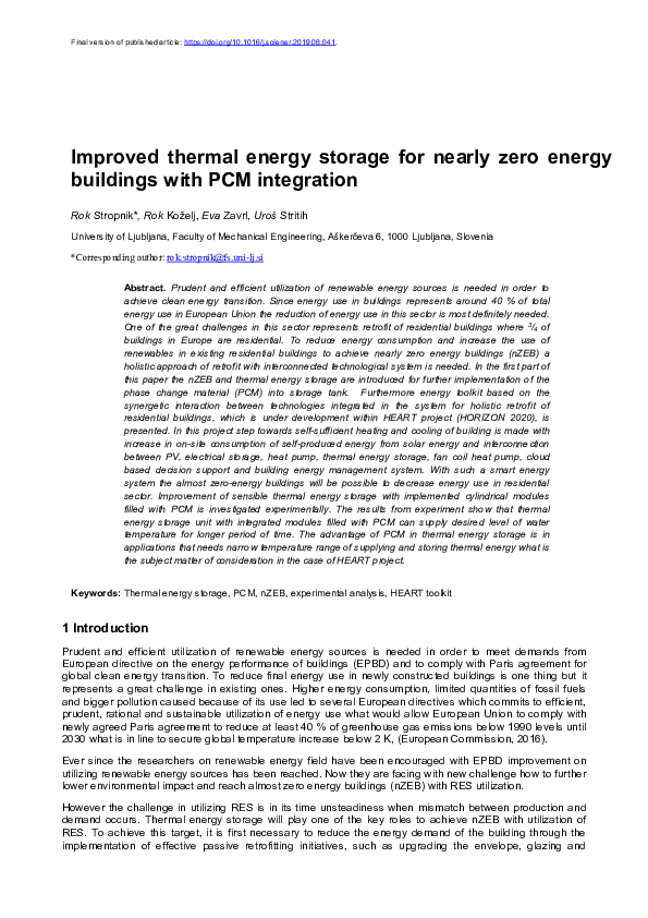 (PDF) Improved thermal energy storage for nearly zero energy buildings ...