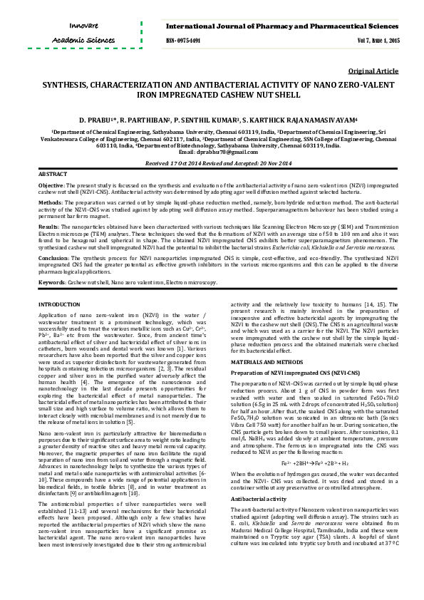 (PDF) SYNTHESIS, CHARACTERIZATION AND ANTIBACTERIAL ACTIVITY OF NANO ...