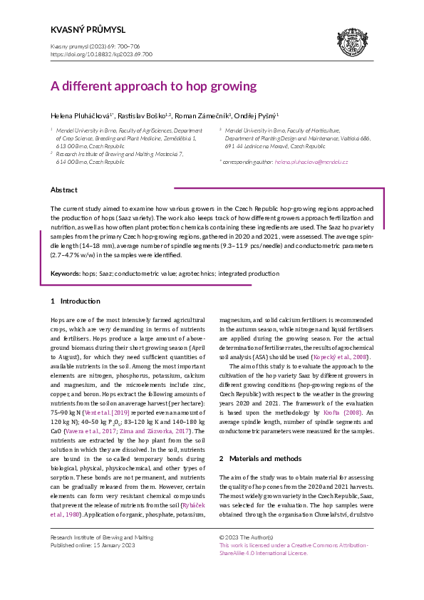 (PDF) A different approach to hop growing